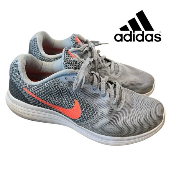 Nike Revolution 3 Wolf Grey Hyper Orange Women's Tennis Shoes Sneakers 8.5 - Picture 2 of 6